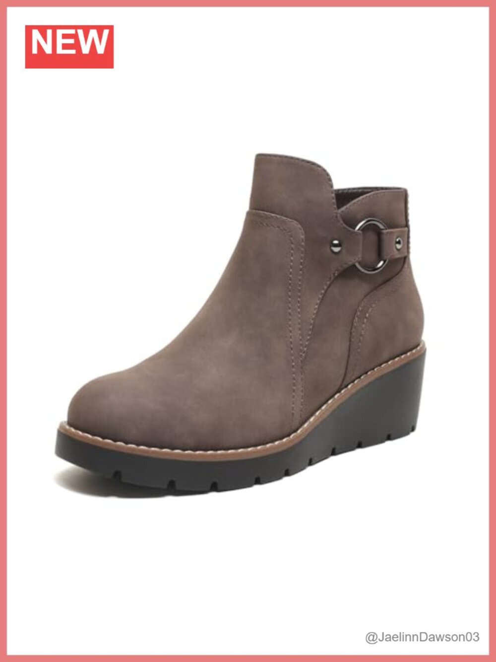 Women's Wedge Ankle Boots Chunky Low Heel Side Zip Fall Booties
